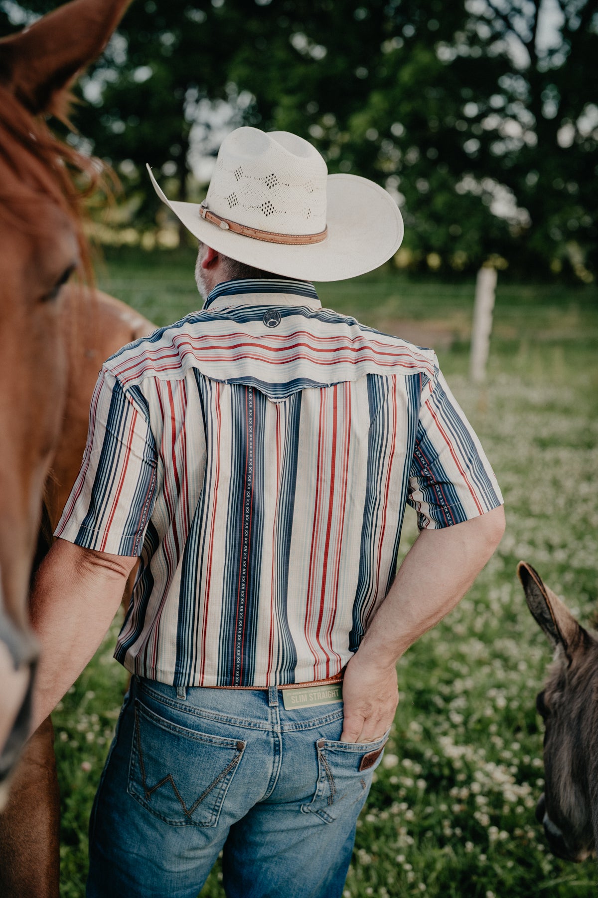 'Sol Whitecap' Men's Striped Short Sleeve Pearl Snap by Hooey (S-XXL)