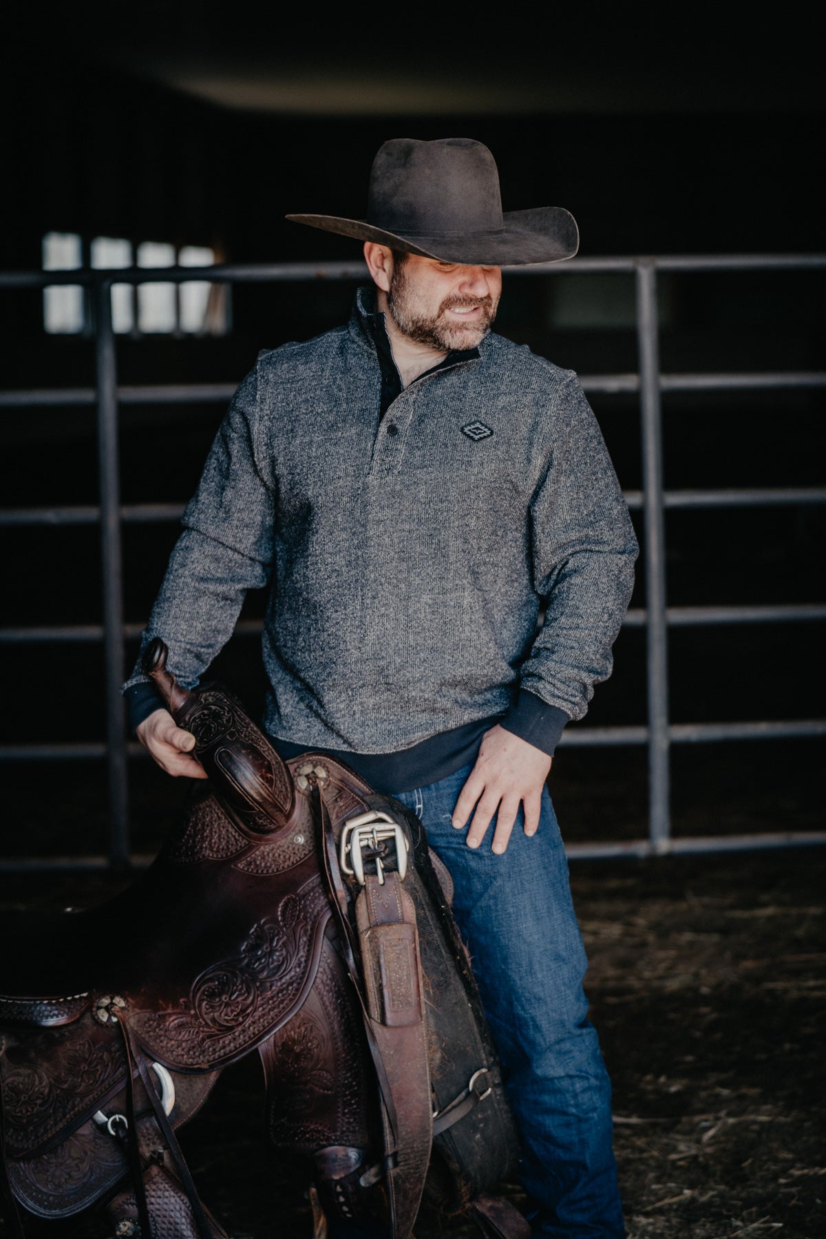 'Kingswell' Men's Black Kimes Ranch Quarter Button (S - XL)