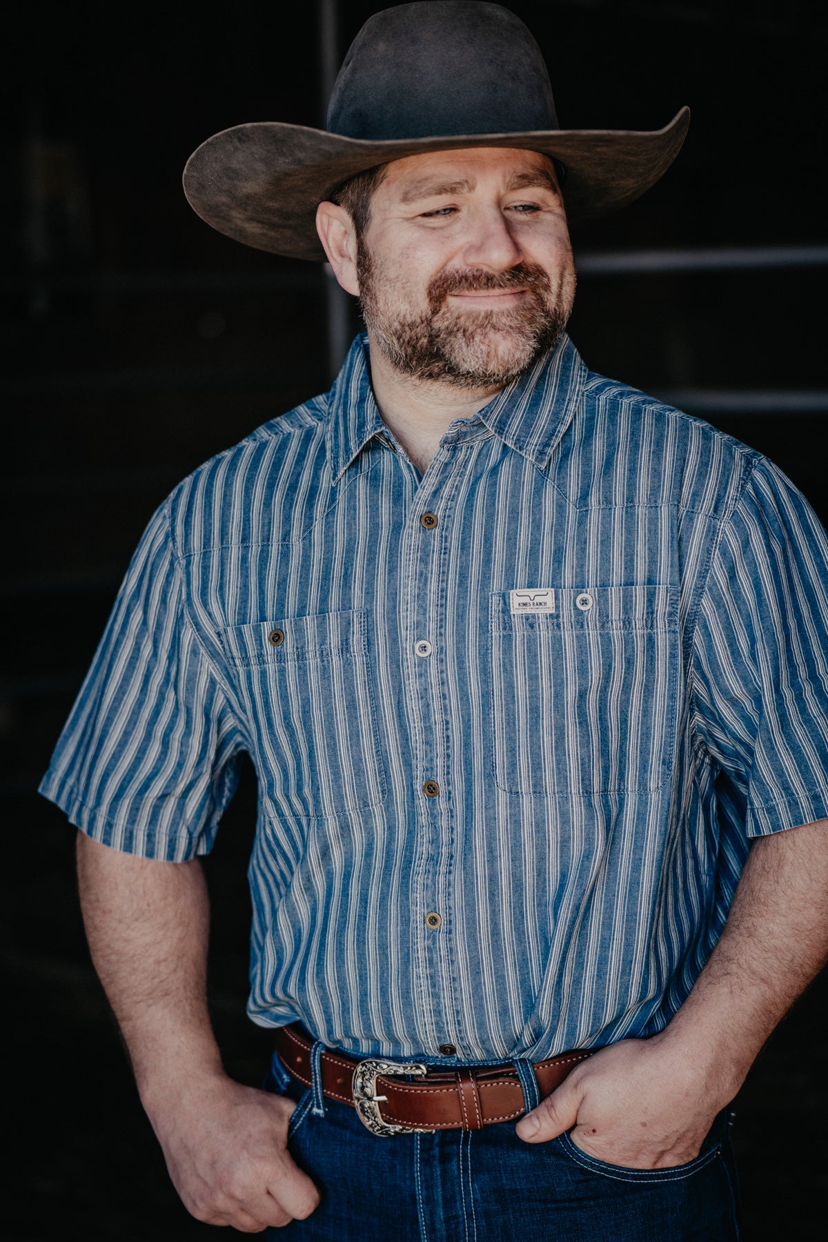 Men's 'Shifter' Kimes Indigo Striped Short Sleeve Button Up (S & M Only)