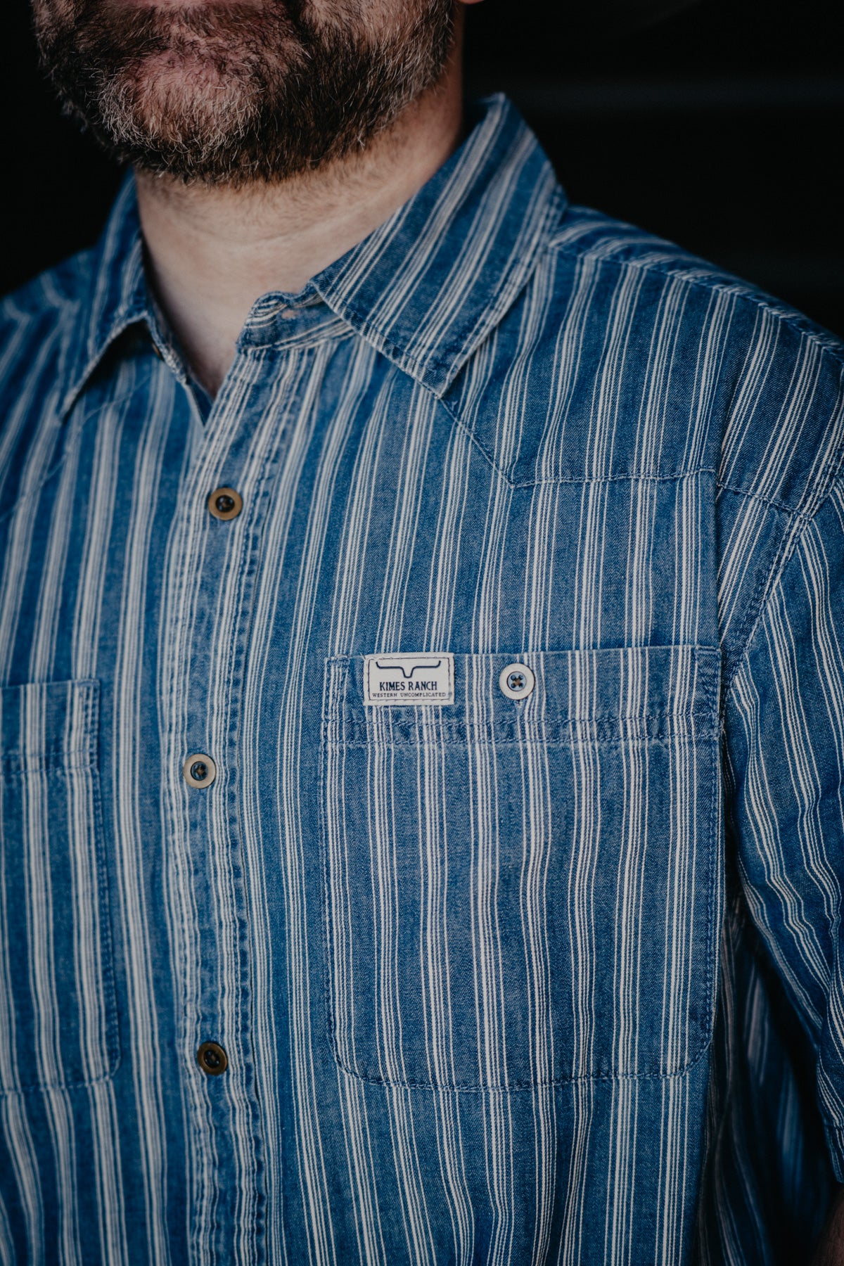 Men's 'Shifter' Kimes Indigo Striped Short Sleeve Button Up (S & M Only)