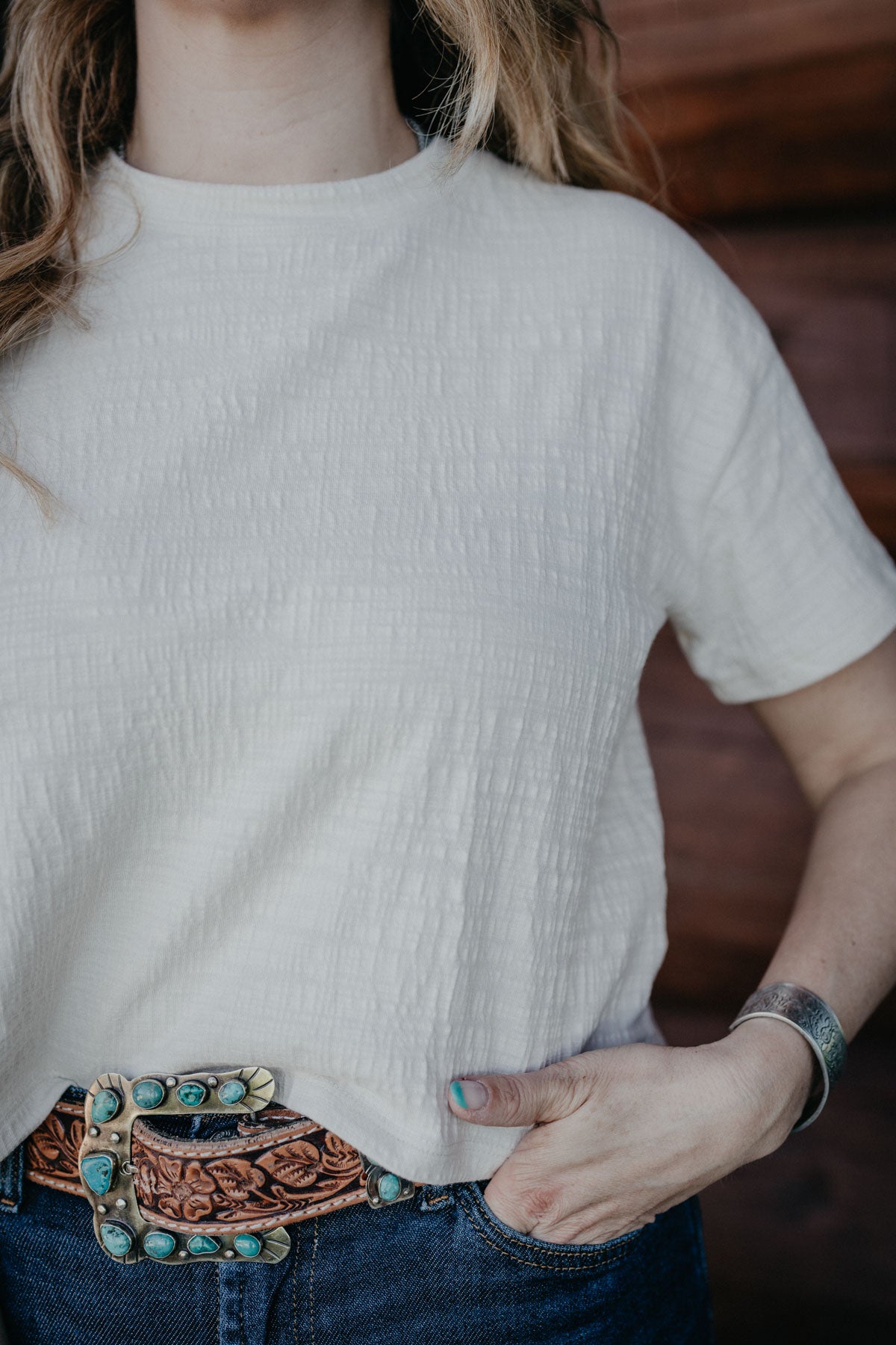 'Slone' Sway Textured Cropped Tee by Z Supply (2 Colours; XS-L)