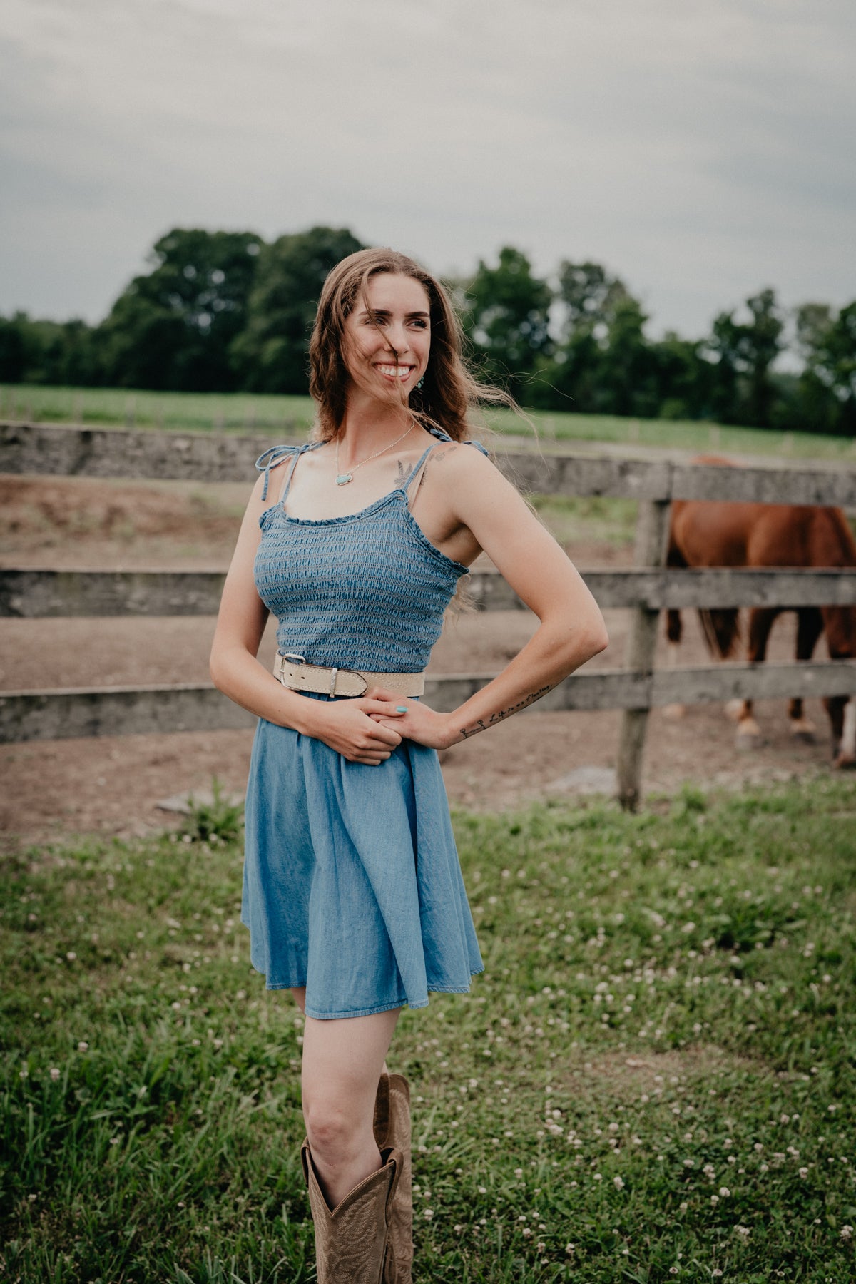'Sadie' Wrangler Women's Denim Smocked Dress (S - XXL)