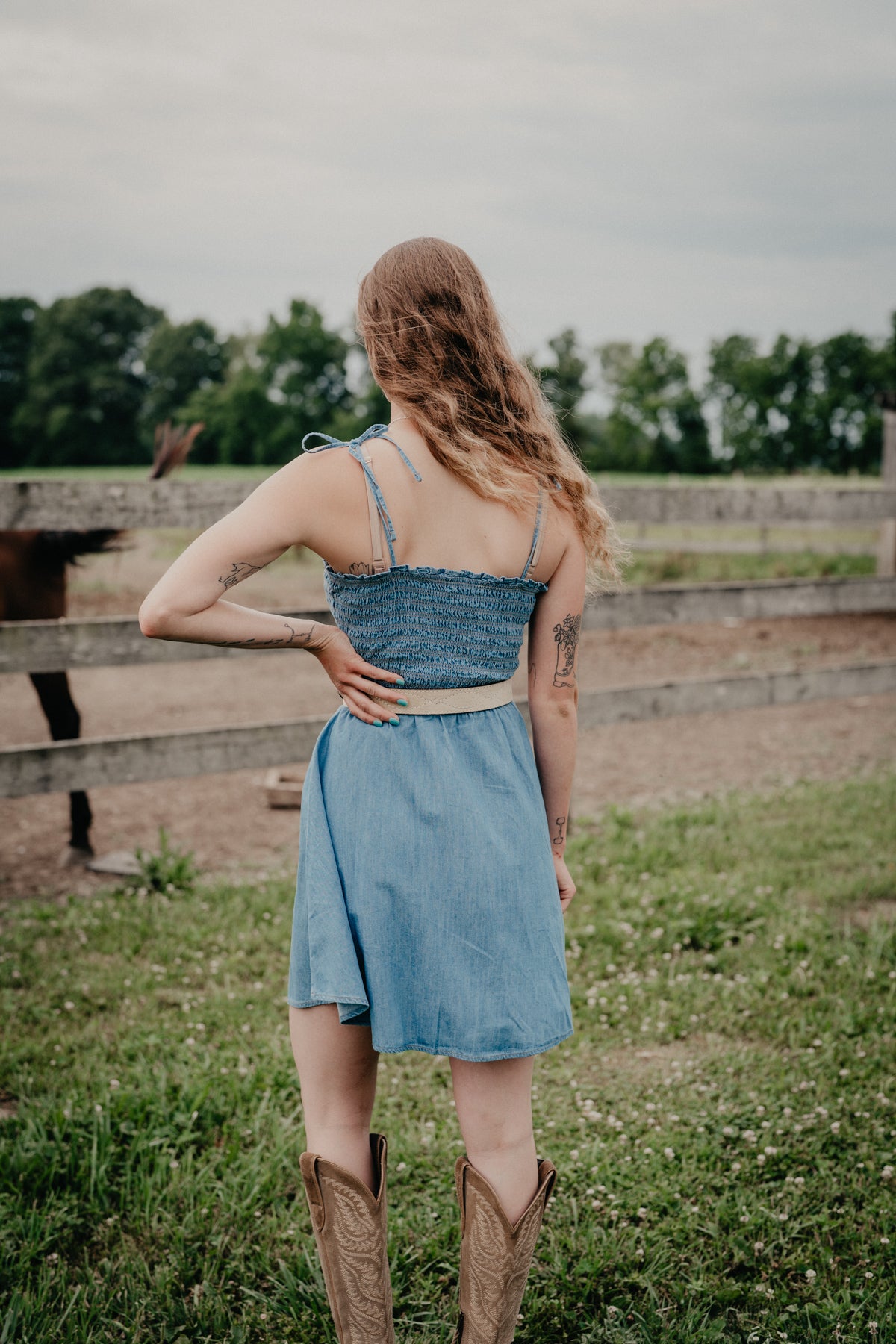 'Sadie' Wrangler Women's Denim Smocked Dress (S - XXL)