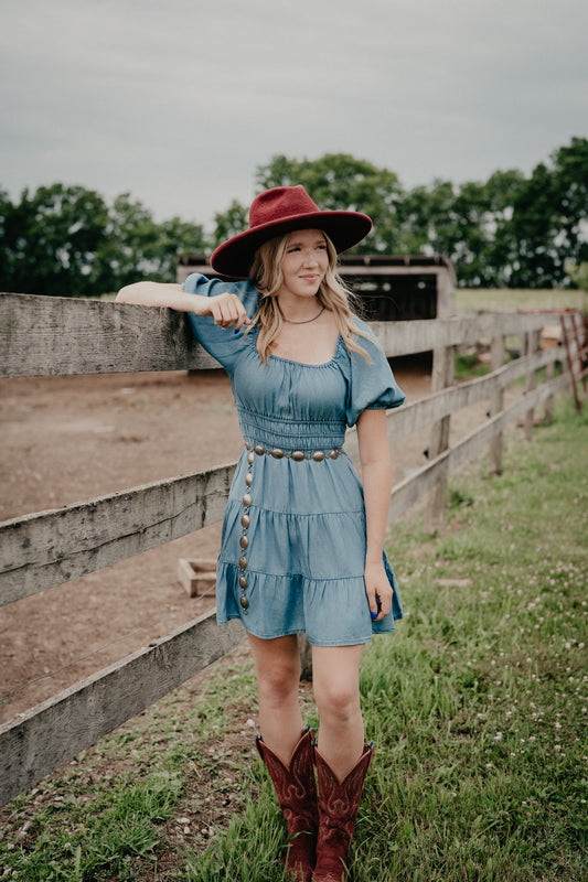 'Juliet' Women's Denim Tiered Mini Dress (XS-XXL)