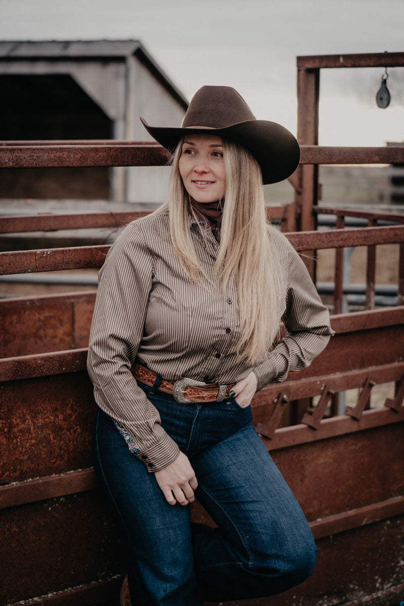 'Marina' Women's Brown LS Stripe (XS-XXL)