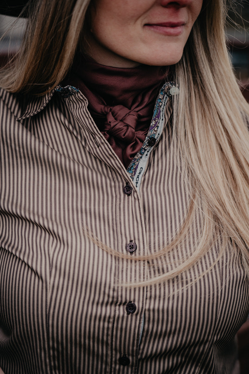 'Marina' Women's Brown LS Stripe (XS-XXL)