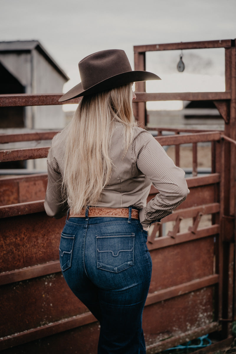 'Marina' Women's Brown LS Stripe (XS-XXL)