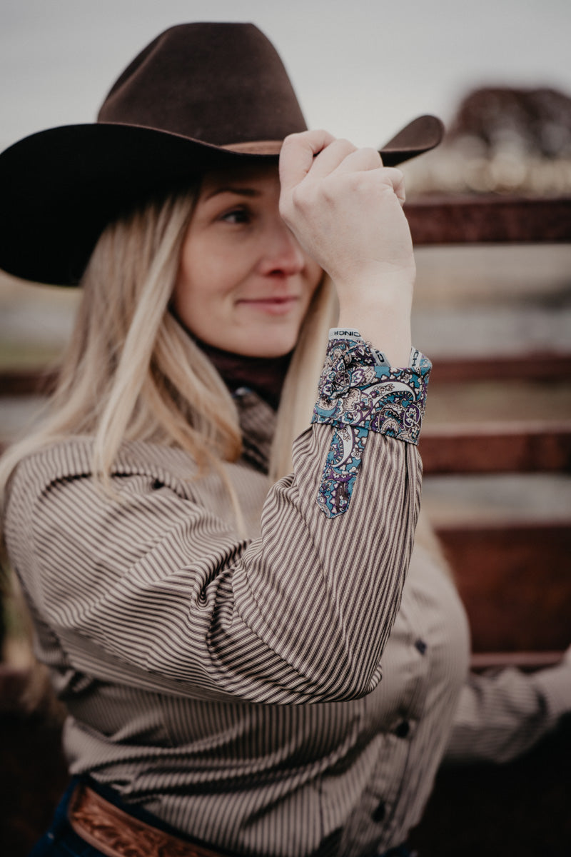 'Marina' Women's Brown LS Stripe (XS-XXL)