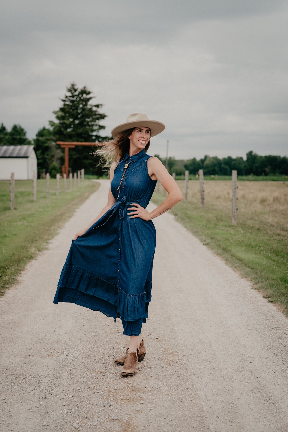 'Tinsley' Sleeveless Denim Maxi Dress by Panhandle Slim (XS-XL)