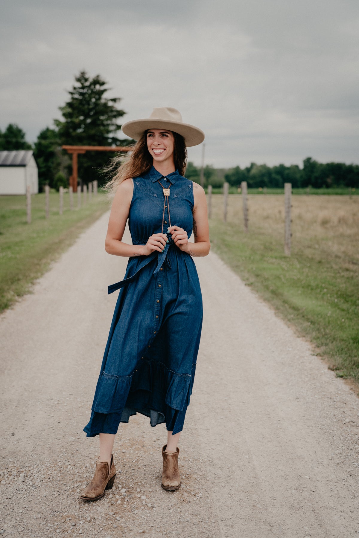 'Tinsley' Sleeveless Denim Maxi Dress by Panhandle Slim (XS-XL)