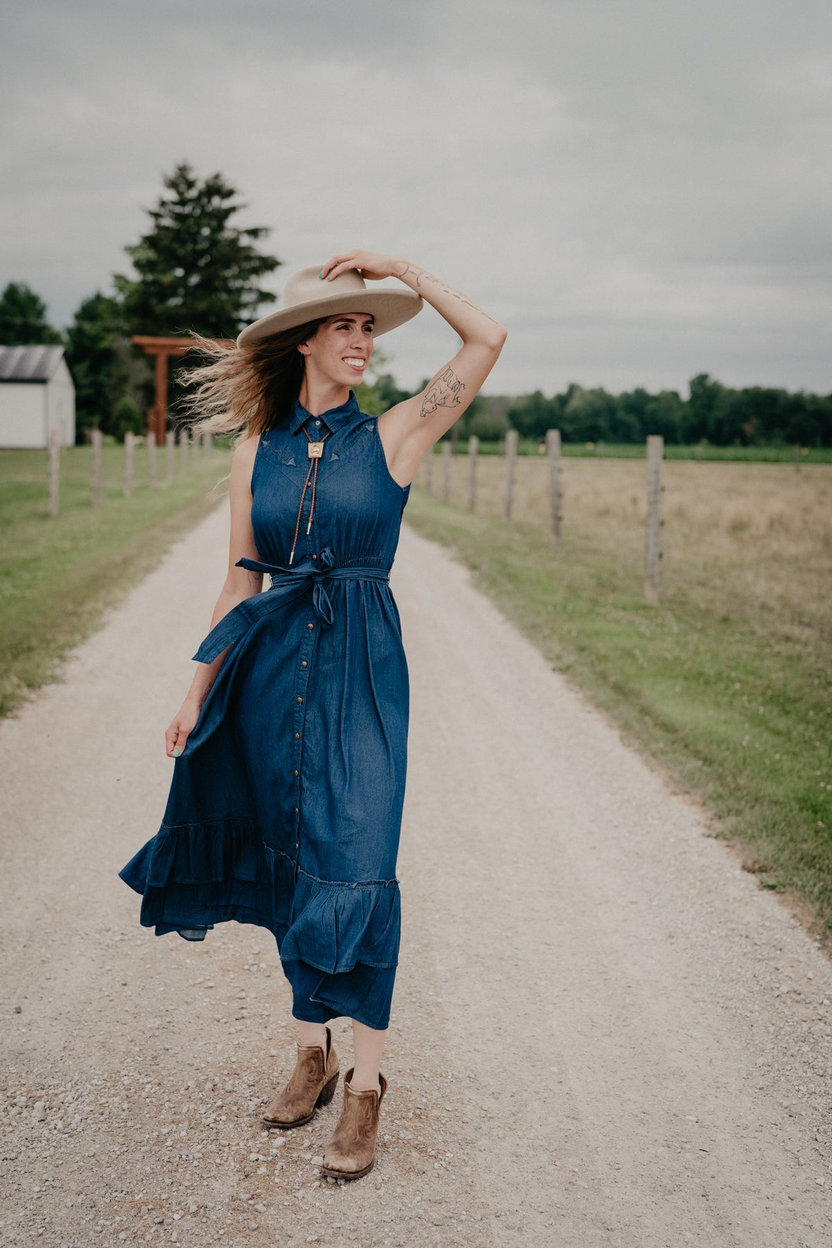 'Tinsley' Sleeveless Denim Maxi Dress by Panhandle Slim (XS-XL)