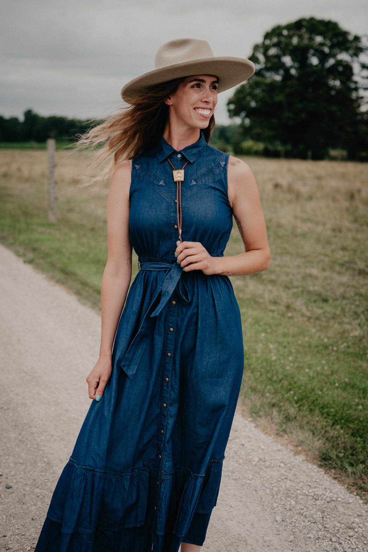 'Tinsley' Sleeveless Denim Maxi Dress by Panhandle Slim (XS-XL)