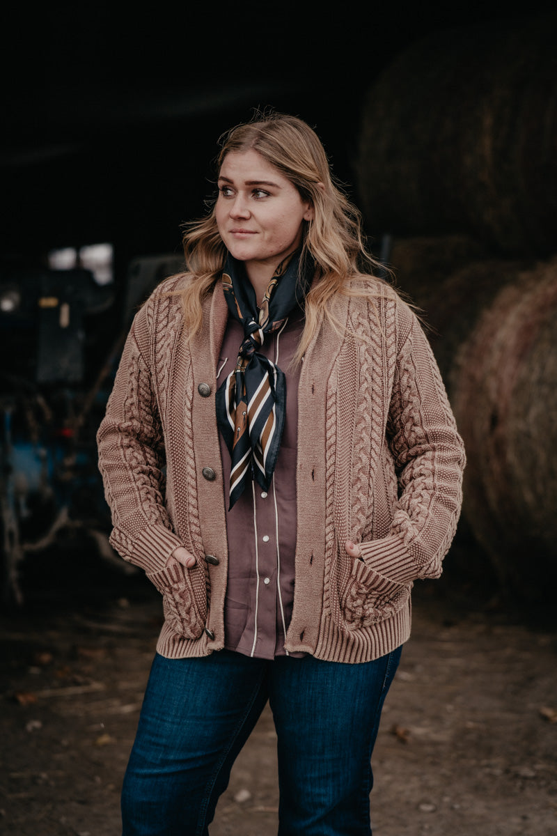 'Arley' Brown Cable Knit Cardigan by Howdy Hanny (S-XL)