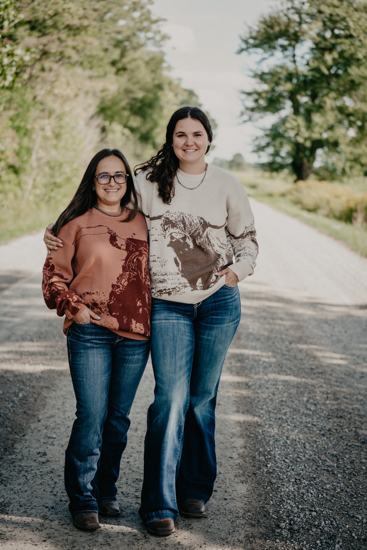'Frontier Rider' Women's Rusty Rose Knit Crewneck Sweater