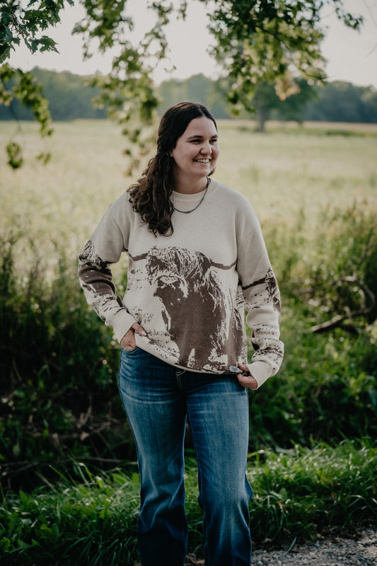 'Highlander' Women's Natural Knit Crewneck Sweater