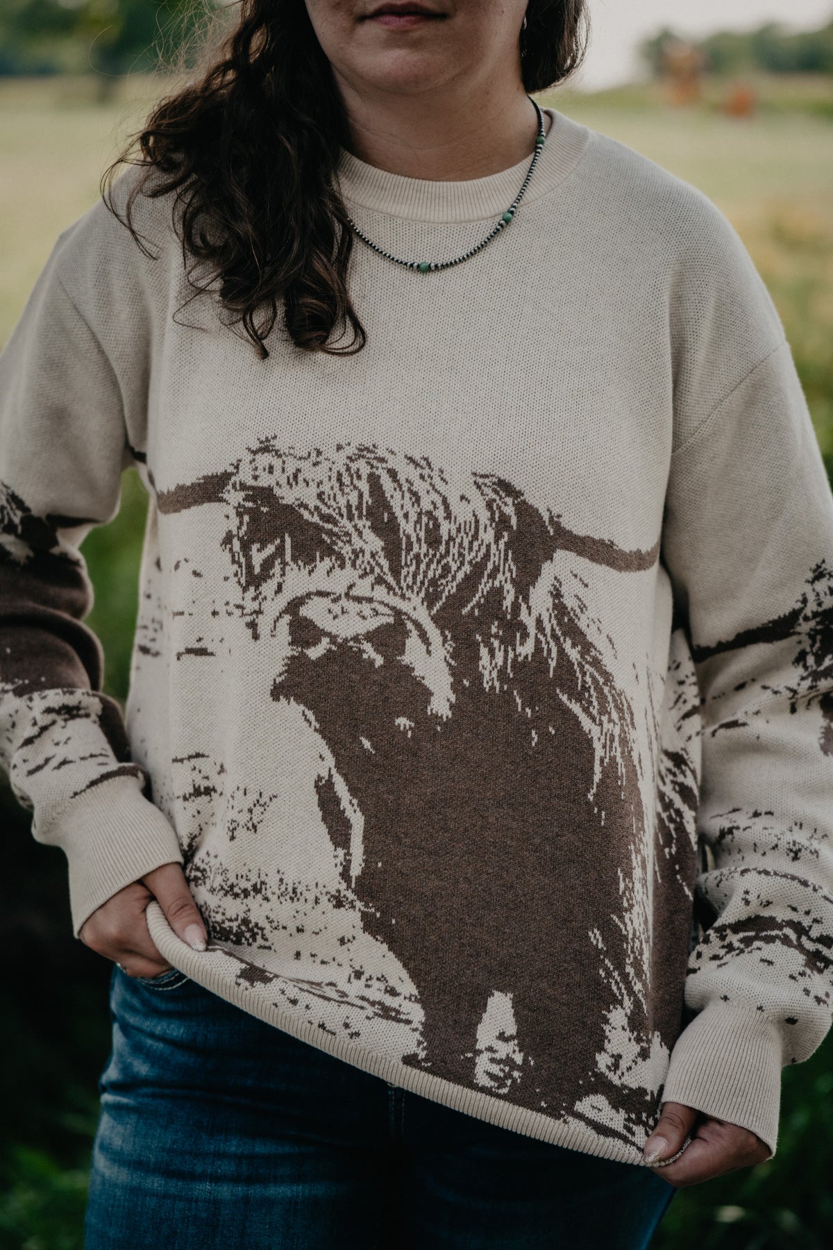 'Highlander' Women's Natural Knit Crewneck Sweater