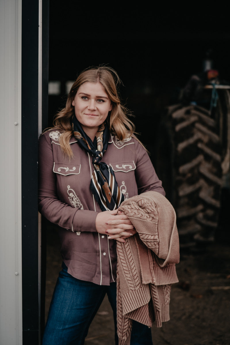 'Peyton' Rayon Floral Embroidered Blouse by Stetson (XS-XL)