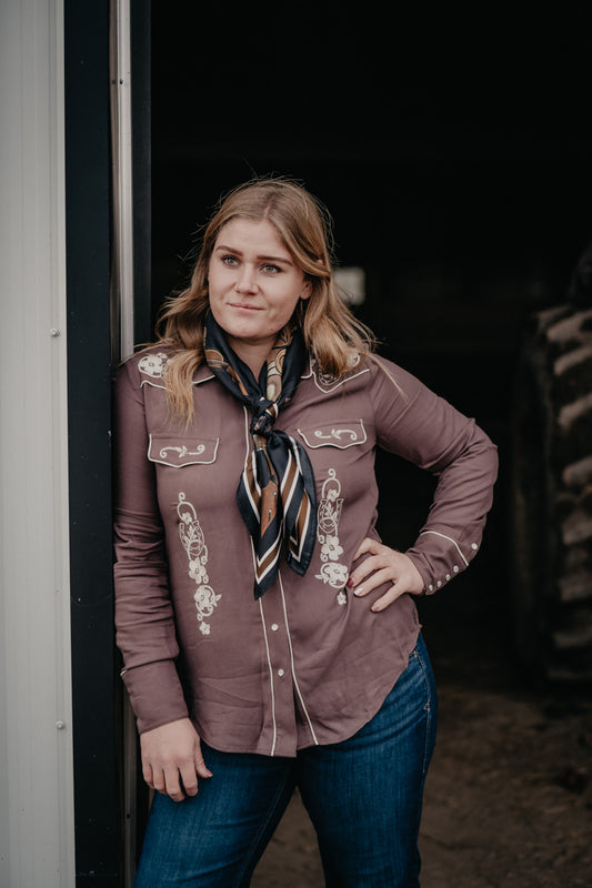 'Peyton' Rayon Floral Embroidered Blouse by Stetson (XS-XL)