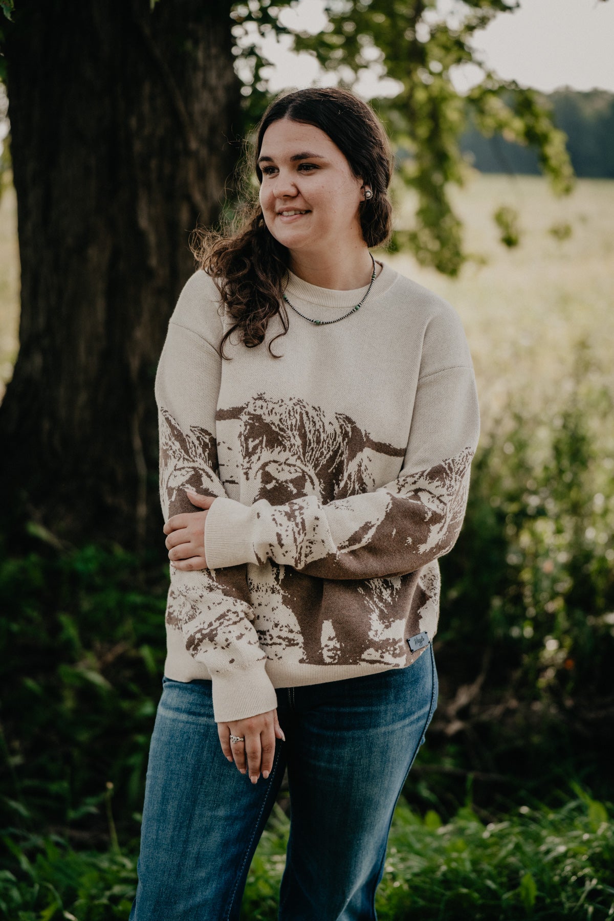 'Highlander' Women's Natural Knit Crewneck Sweater