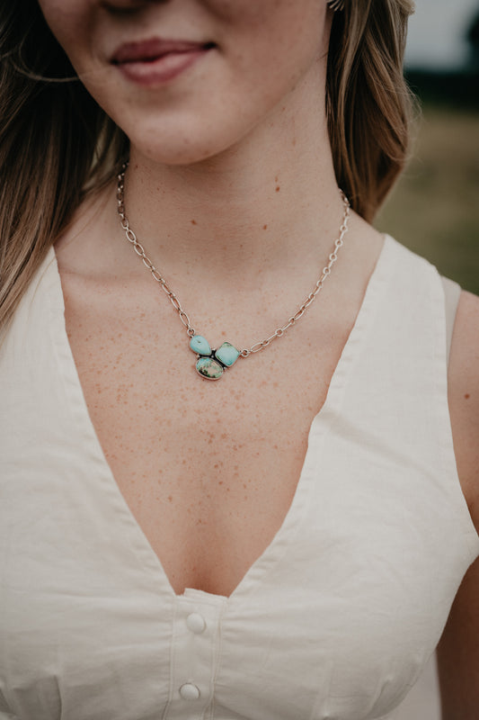 Perfect Trio Turquoise Cluster Necklace