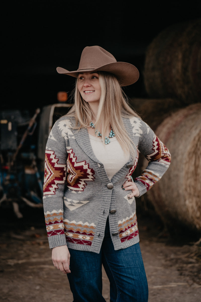 'Amber' Grey Belted Long Sleeve Cardigan