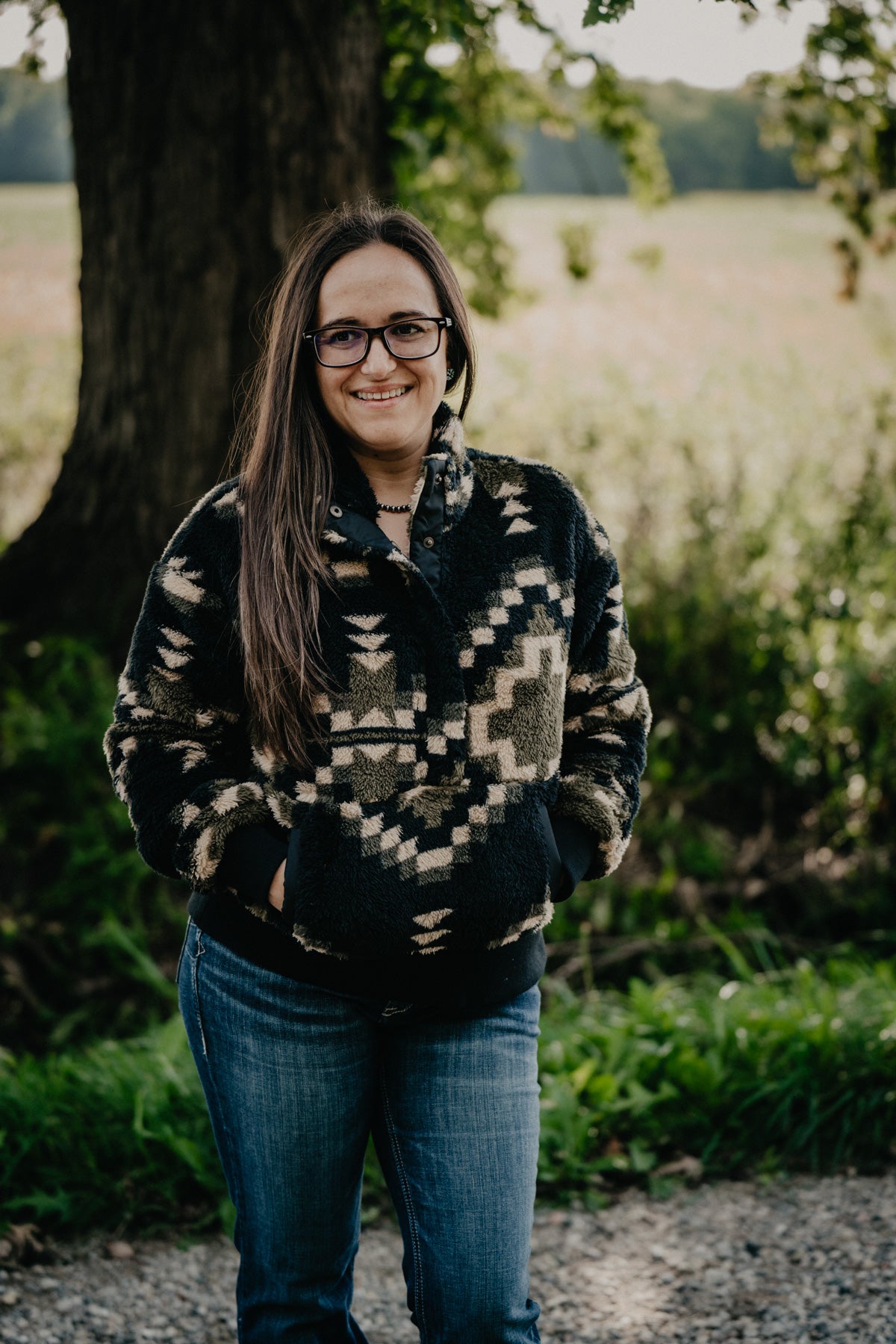 'Amour' Black, Cream and Army Green Berber Sweater by Ariat
