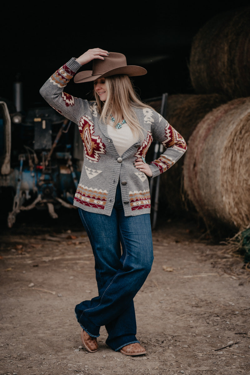 'Amber' Grey Belted Long Sleeve Cardigan