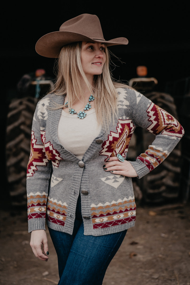 'Amber' Grey Belted Long Sleeve Cardigan