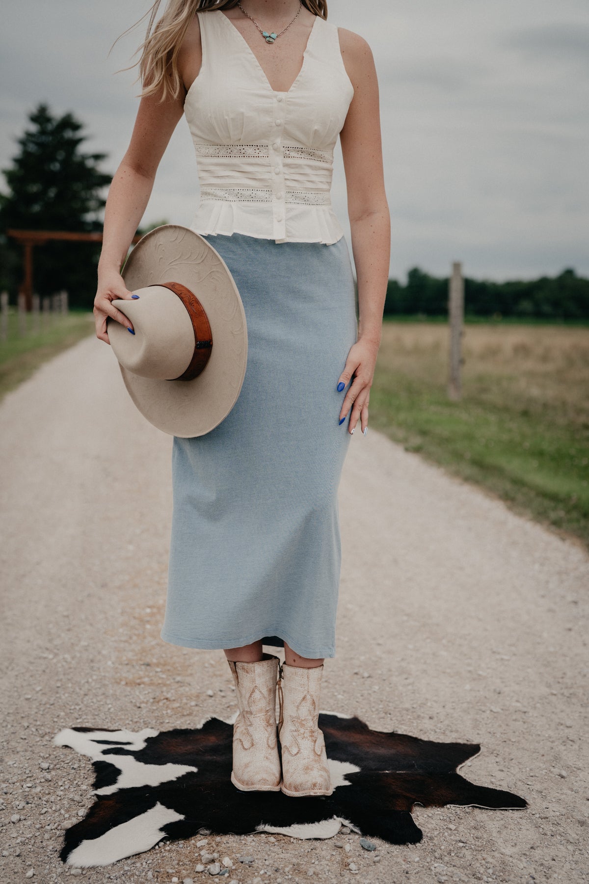 'Gail' Jersey Denim Ocnai Midi Skirt by Z Supply (XS-L)