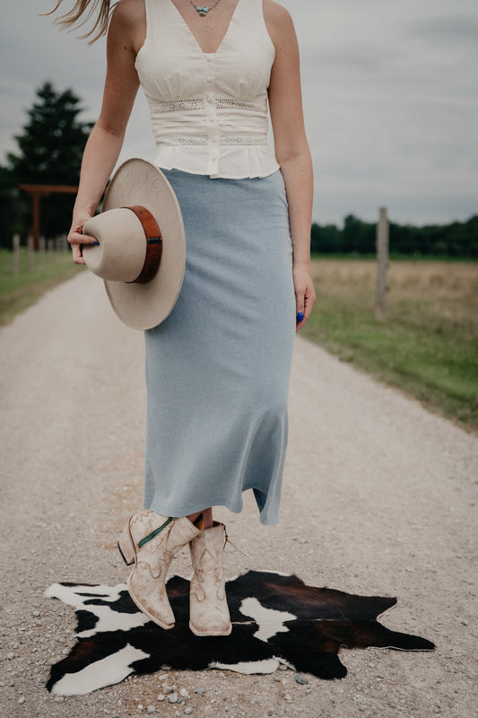 'Gail' Jersey Denim Ocnai Midi Skirt by Z Supply (XS-L)