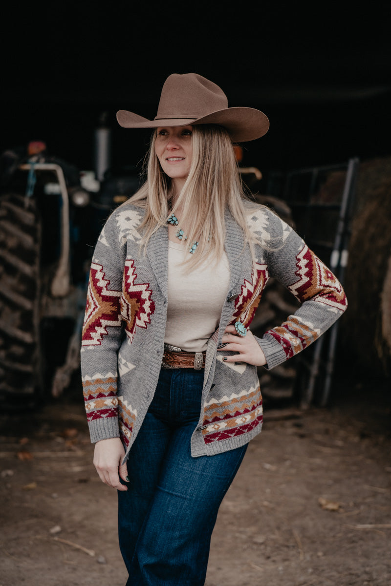 'Amber' Grey Belted Long Sleeve Cardigan