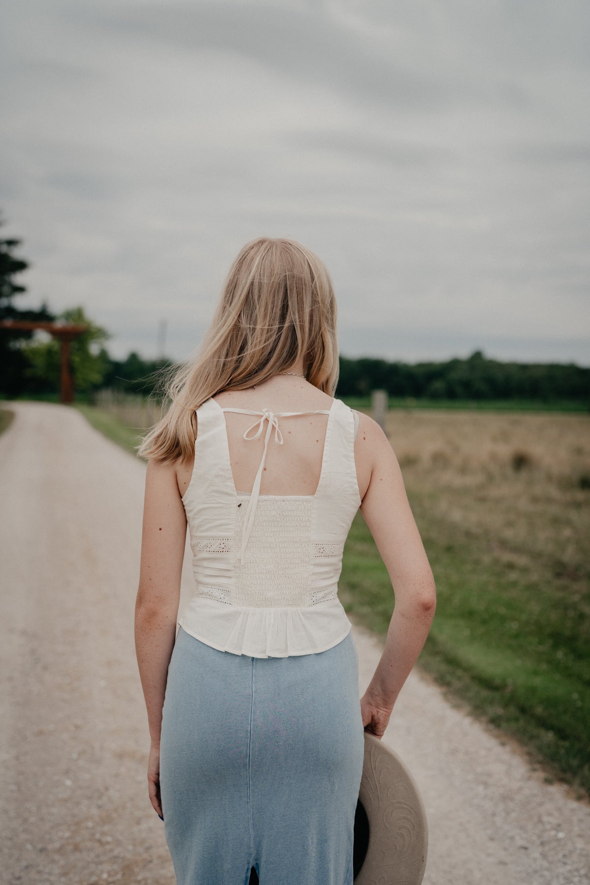 'Irene' Cream Eyelet Tie Back Tank Top by Rock & Roll (XS-XL)