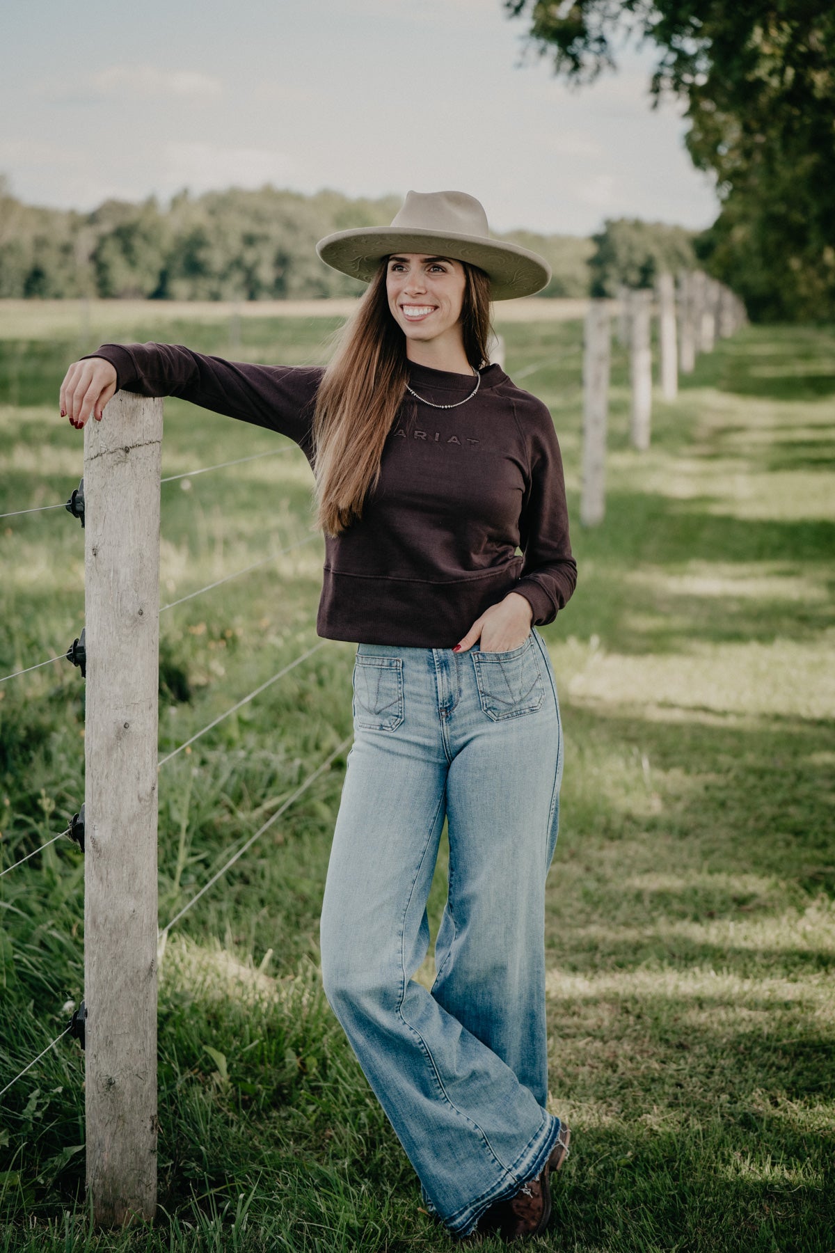 'Martine' Women's Chocolate Plum Crewneck by Ariat