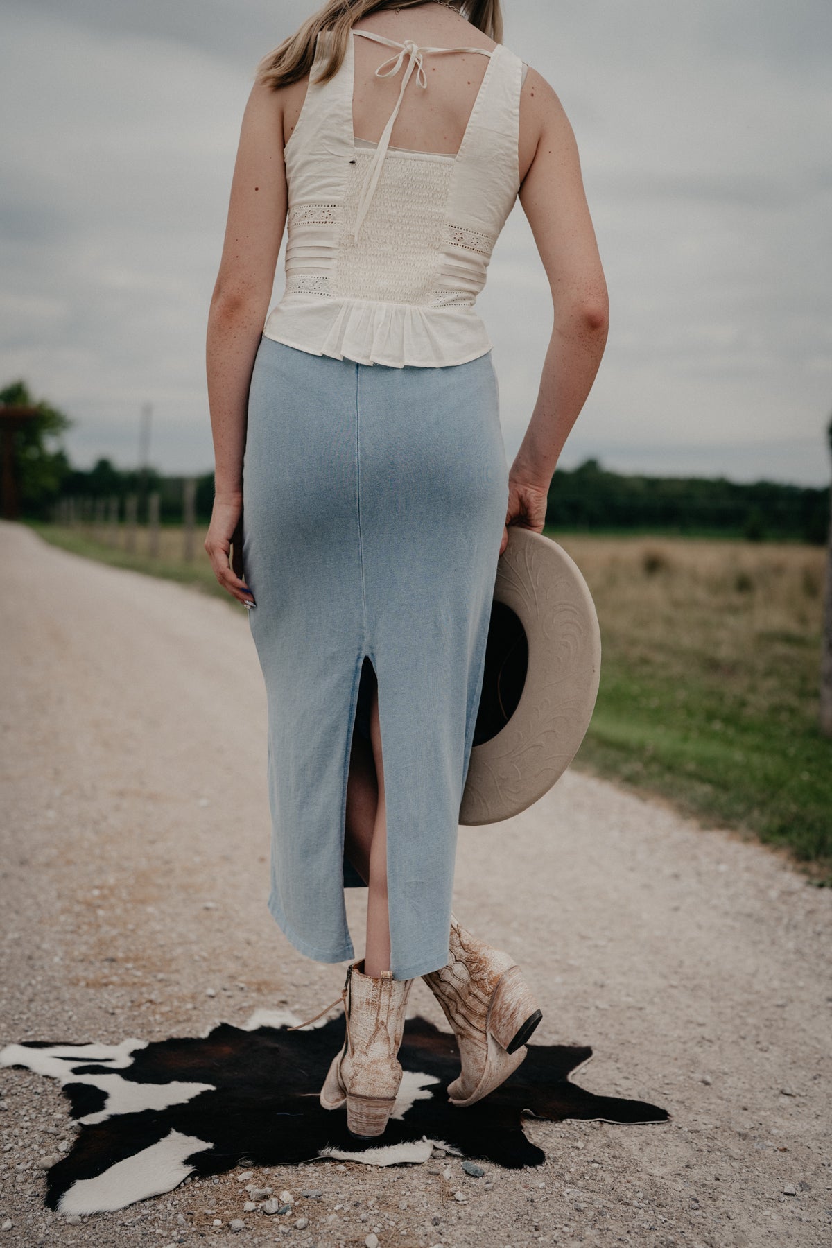 'Gail' Jersey Denim Ocnai Midi Skirt by Z Supply (XS-L)