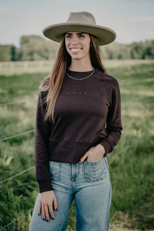 'Martine' Women's Chocolate Plum Crewneck by Ariat