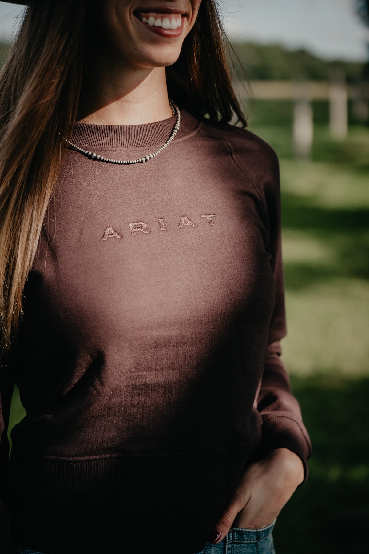'Martine' Women's Chocolate Plum Crewneck by Ariat