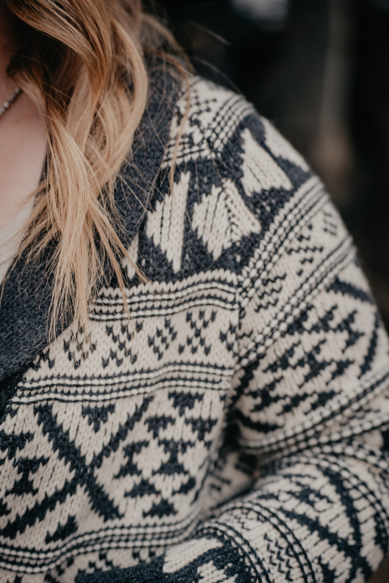 'Violet' Women's Cropped Grey/Ivory Aztec Cardigan by Stetson (XS-XL)