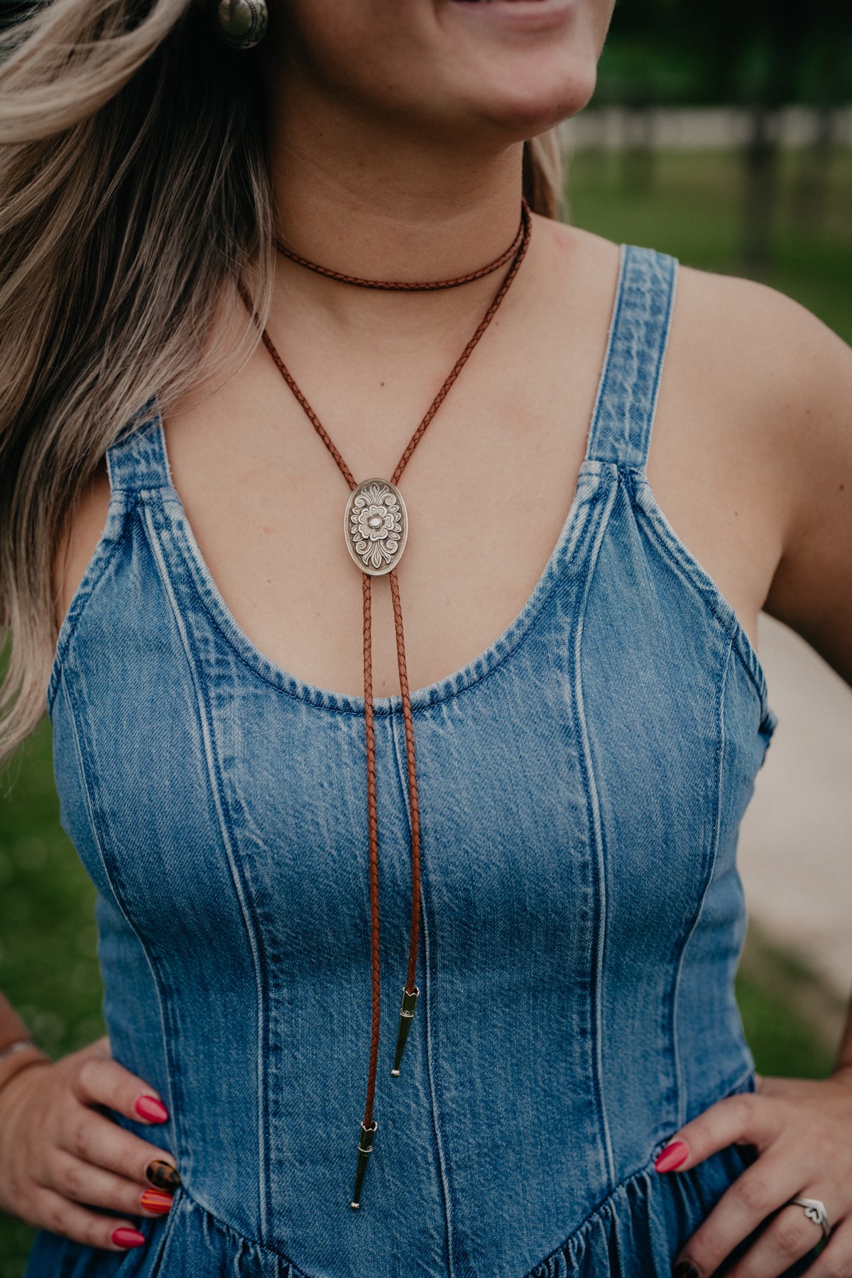 Dreamer Wrap Oval Floral Bolo Tie by November Maker