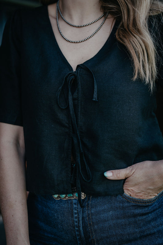 'Zola' Black Linen Top by Z Supply (XS - XL)