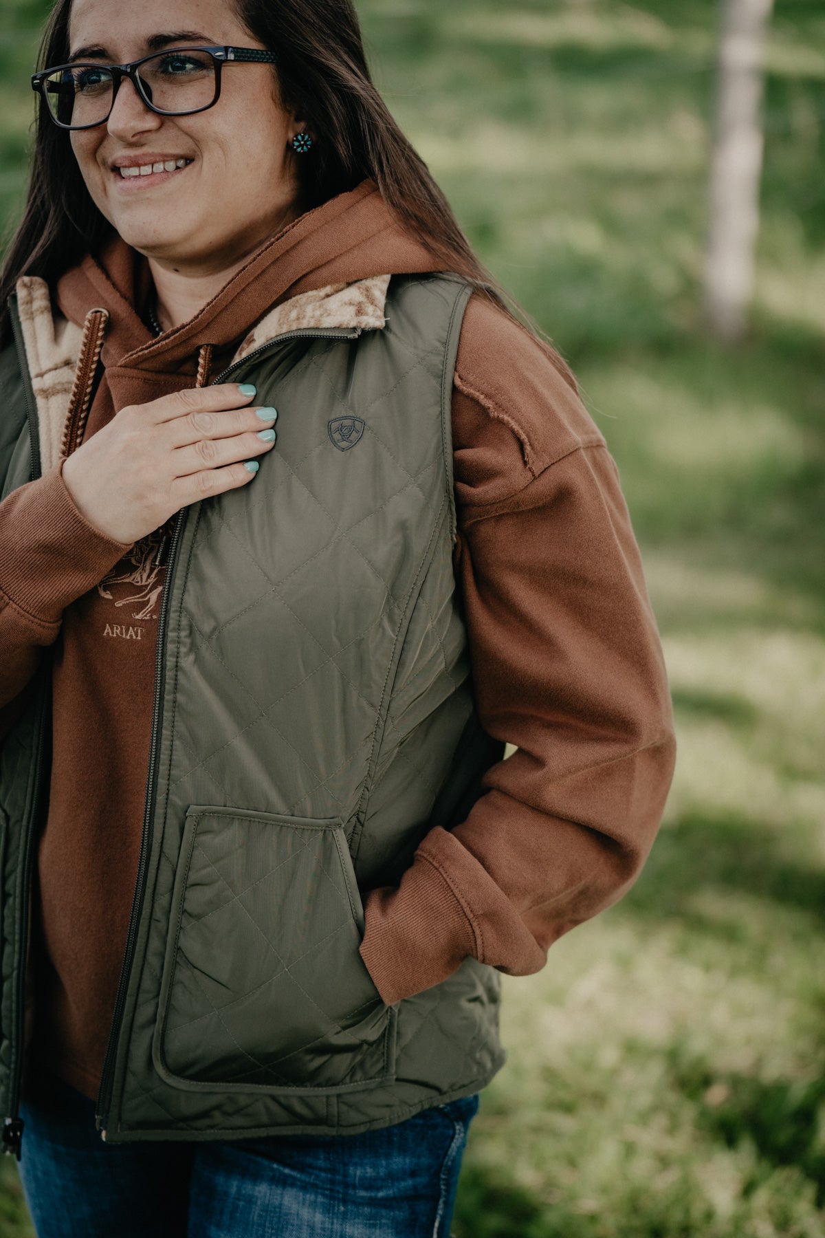 'Ivy' Women's Ariat Reversible Sage Green Insulated Vest
