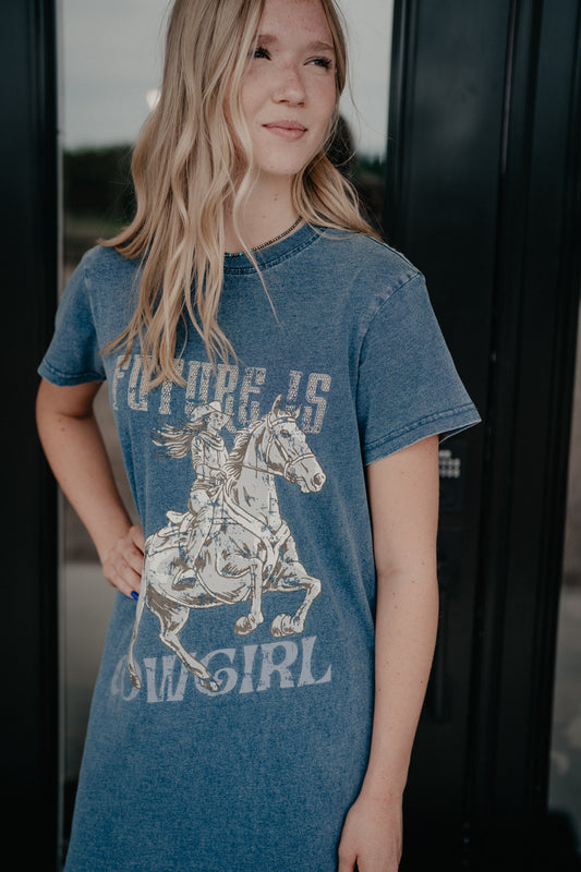 'Future is Cowgirl' Women's Indigo Short Sleeve T-Shirt Dress by Ariat (XS-XXL)