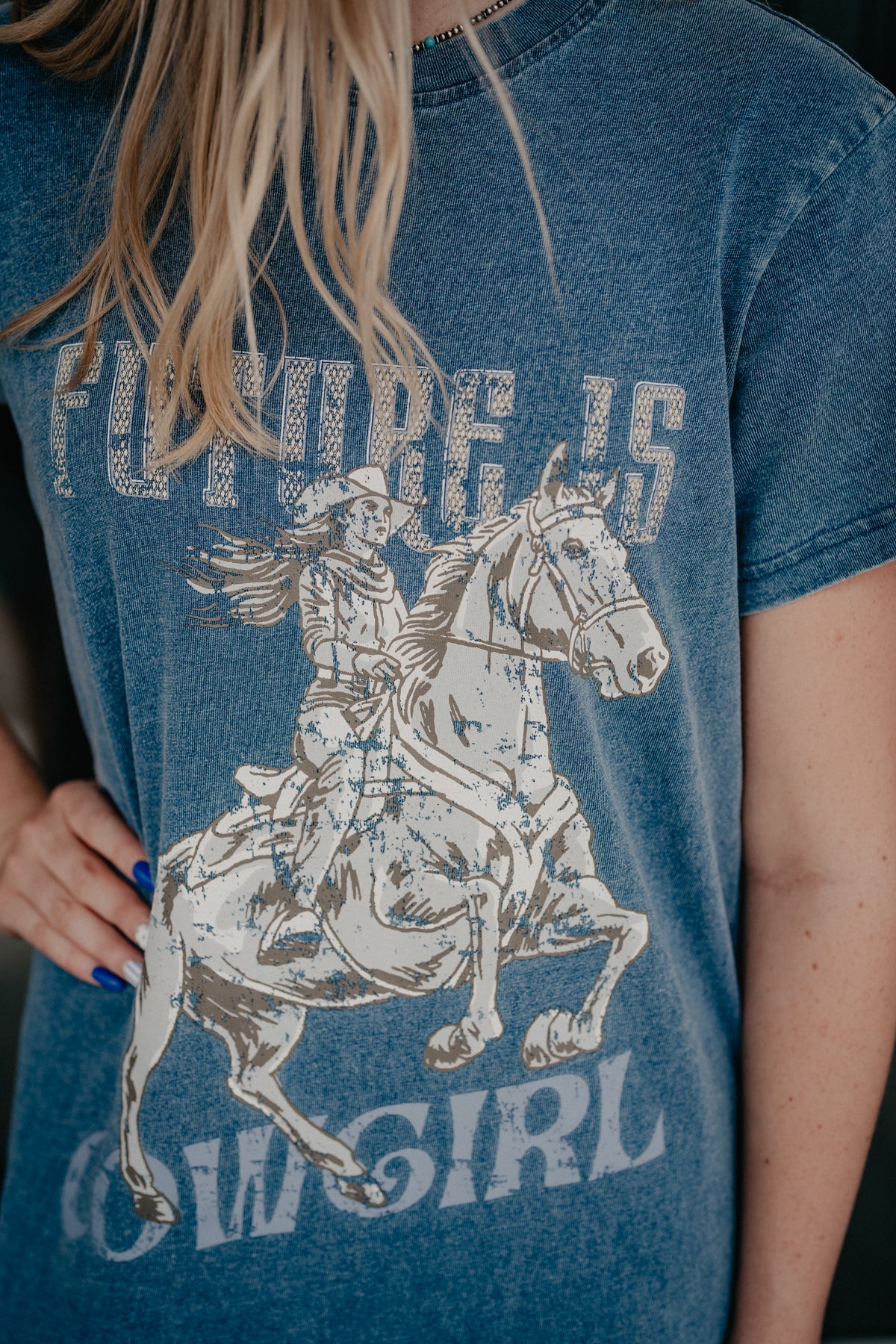 'Future is Cowgirl' Women's Indigo Short Sleeve T-Shirt Dress by Ariat (XS-XXL)