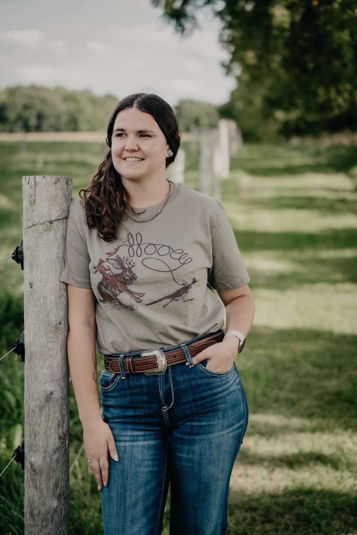 'Clover' Women's Olive Crew Neck T-Shirt