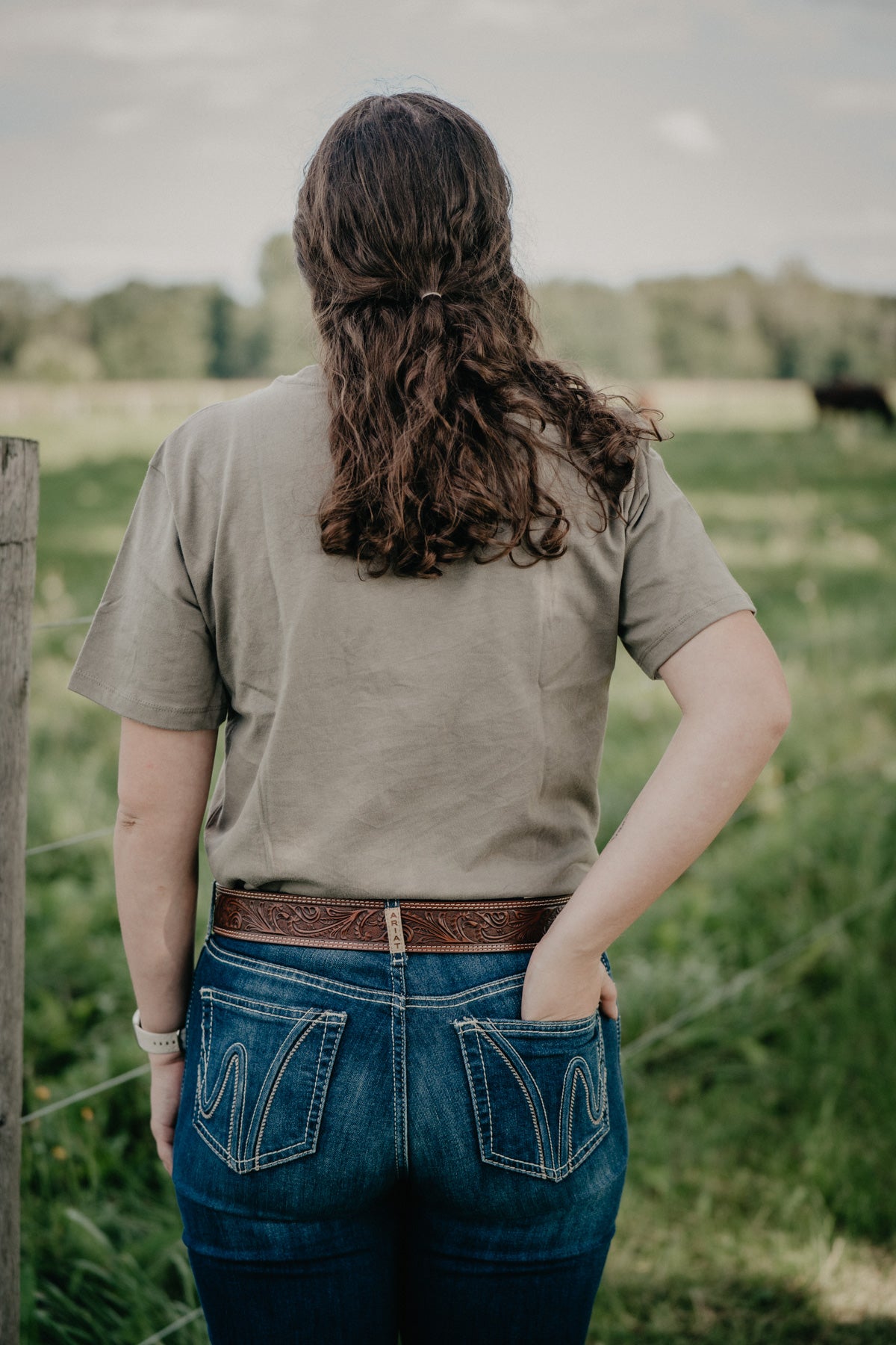 'Clover' Women's Olive Crew Neck T-Shirt