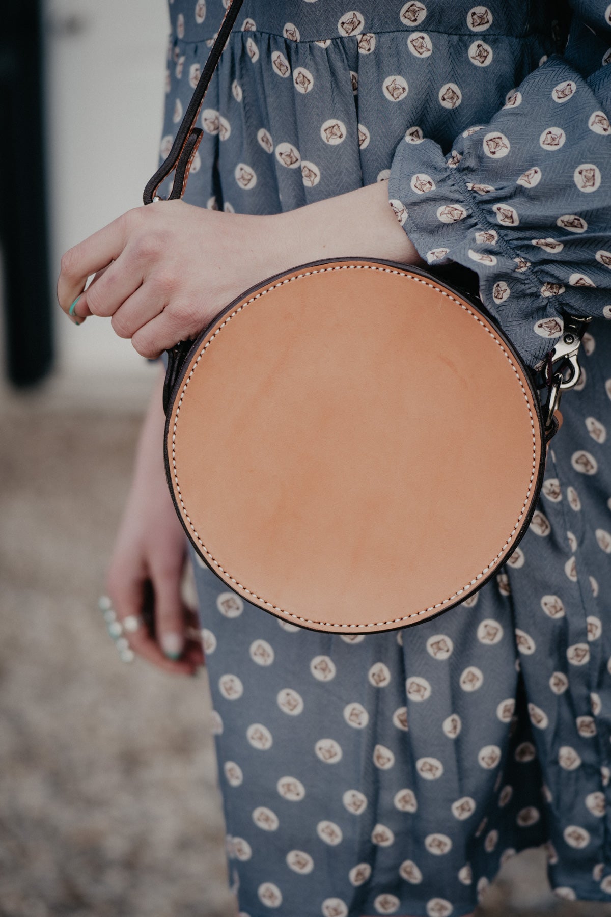 8" Round Handcrafted Canteen Handbag by Alamo Saddlery (Multi Designs)