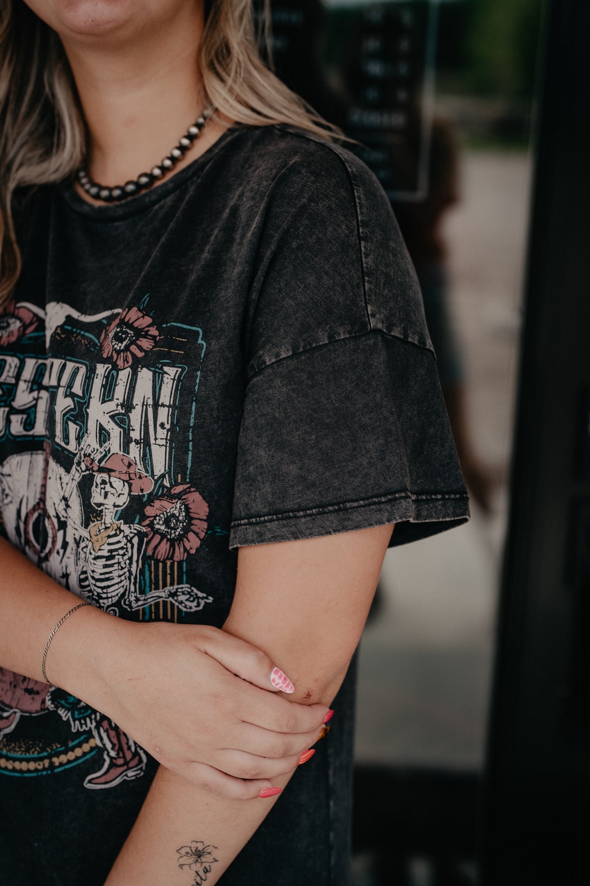 'Rosa' Mineral Wash Graphic T-Shirt Dress by Rock & Roll (XS-XXL)