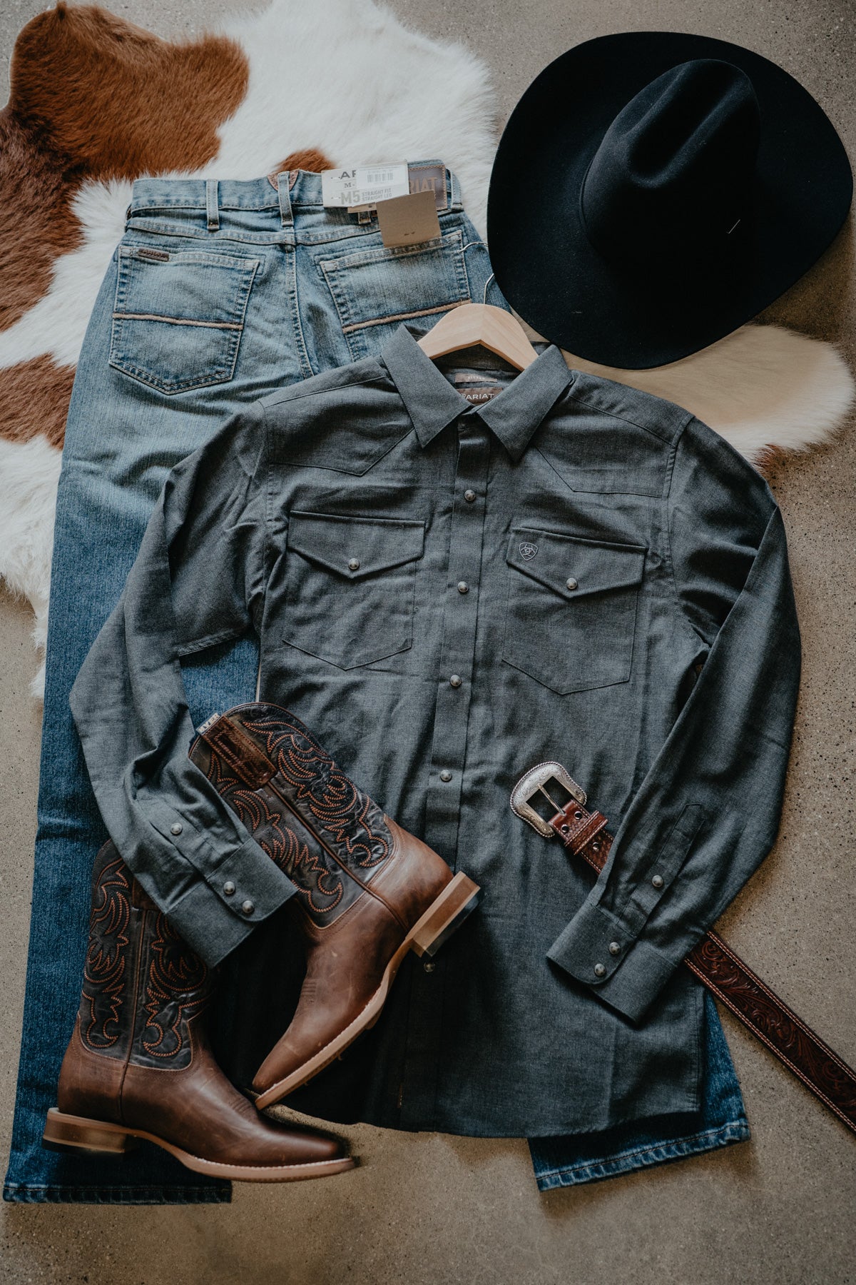 'Virgil' Ariat Men's Charcoal Pearl Snap