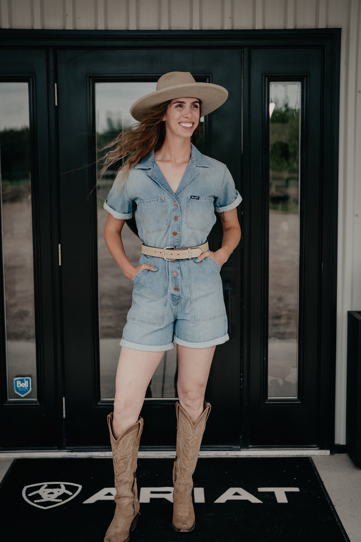 'Wrenley' Wrangler Denim Snap Romper (XS-XXL)