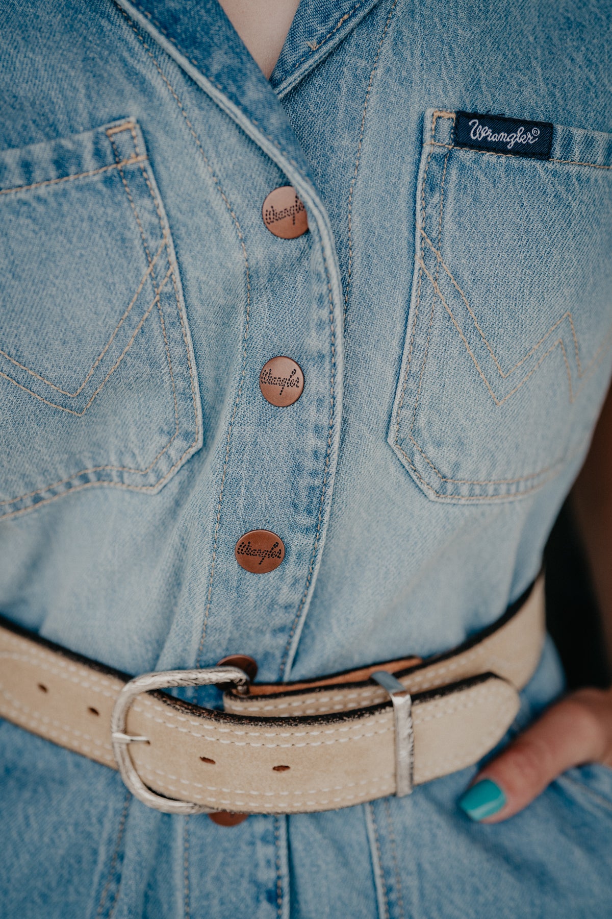 'Wrenley' Wrangler Denim Snap Romper (XS-XXL)