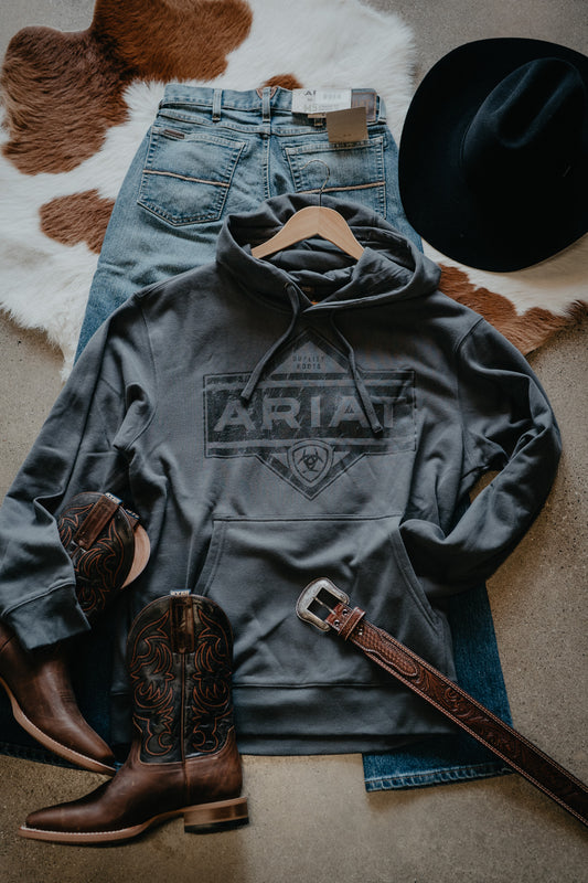 'Diamond in the Rough' Ariat Men's Charcoal Hoodie